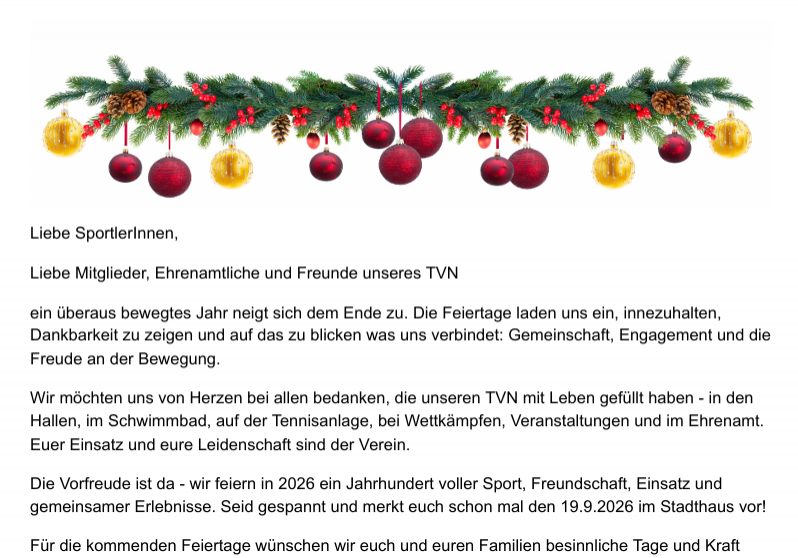 Weihnachtsbotschaft TVN 2025
